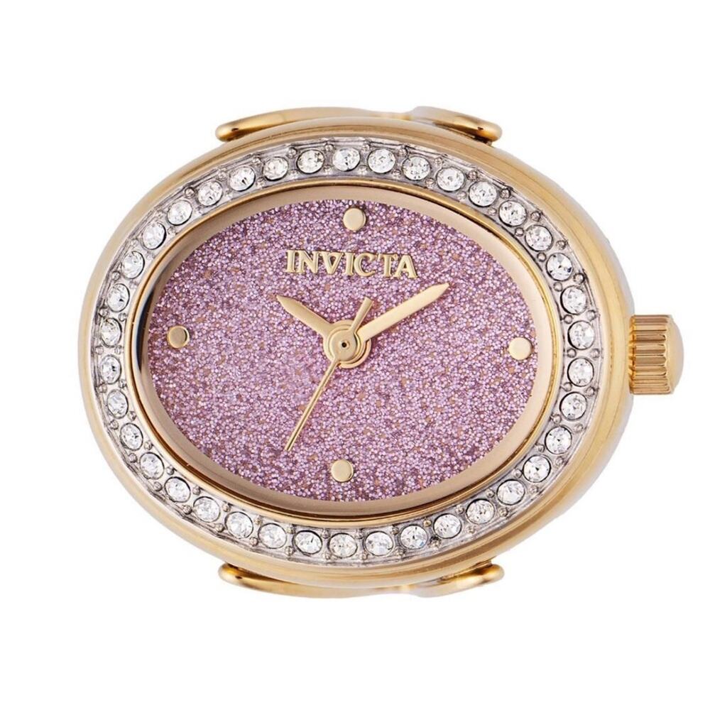 Invicta Mini Angel Gold Pink Glitter Ring Watch 24mm Adjustable